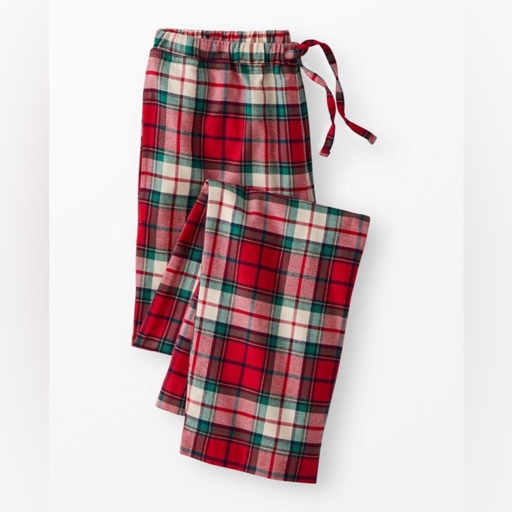 Hanna Andersson Red Holiday Plaid Adult Holiday Flannel Pajama Pants L Like New